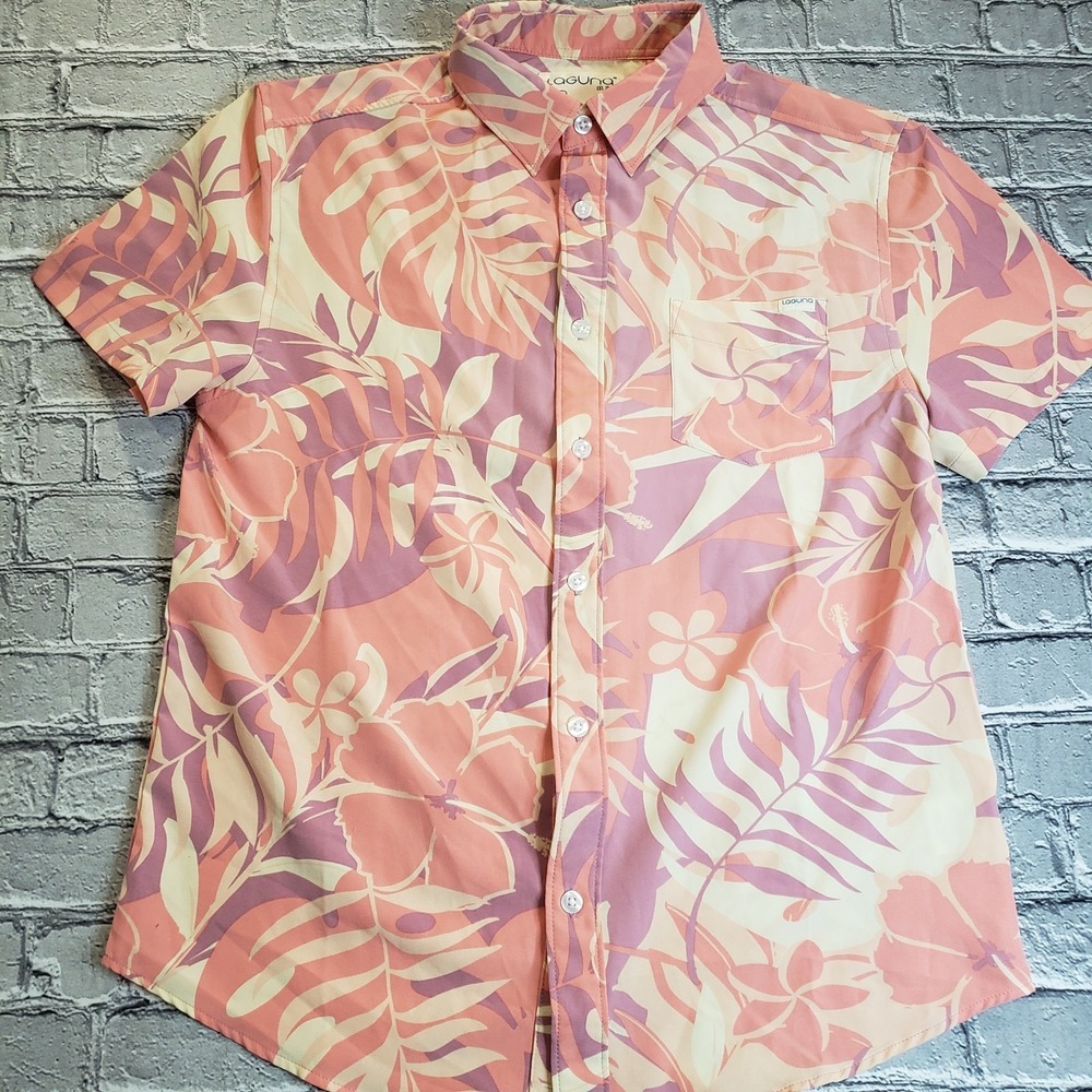 Laguna Brand Surfing Men's Button Up Hawaiian Shirt Size Medium Beachcore